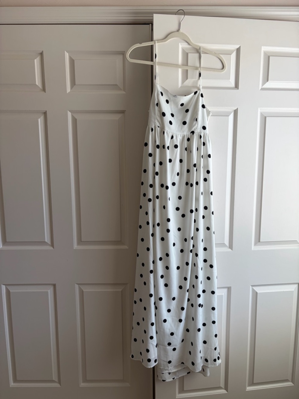 Pink Lily White Dress with Black Polka Dots